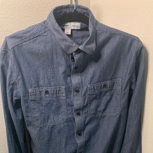 Old Navy Men's Denim Blue Pinstripe Shirt Regular Fit